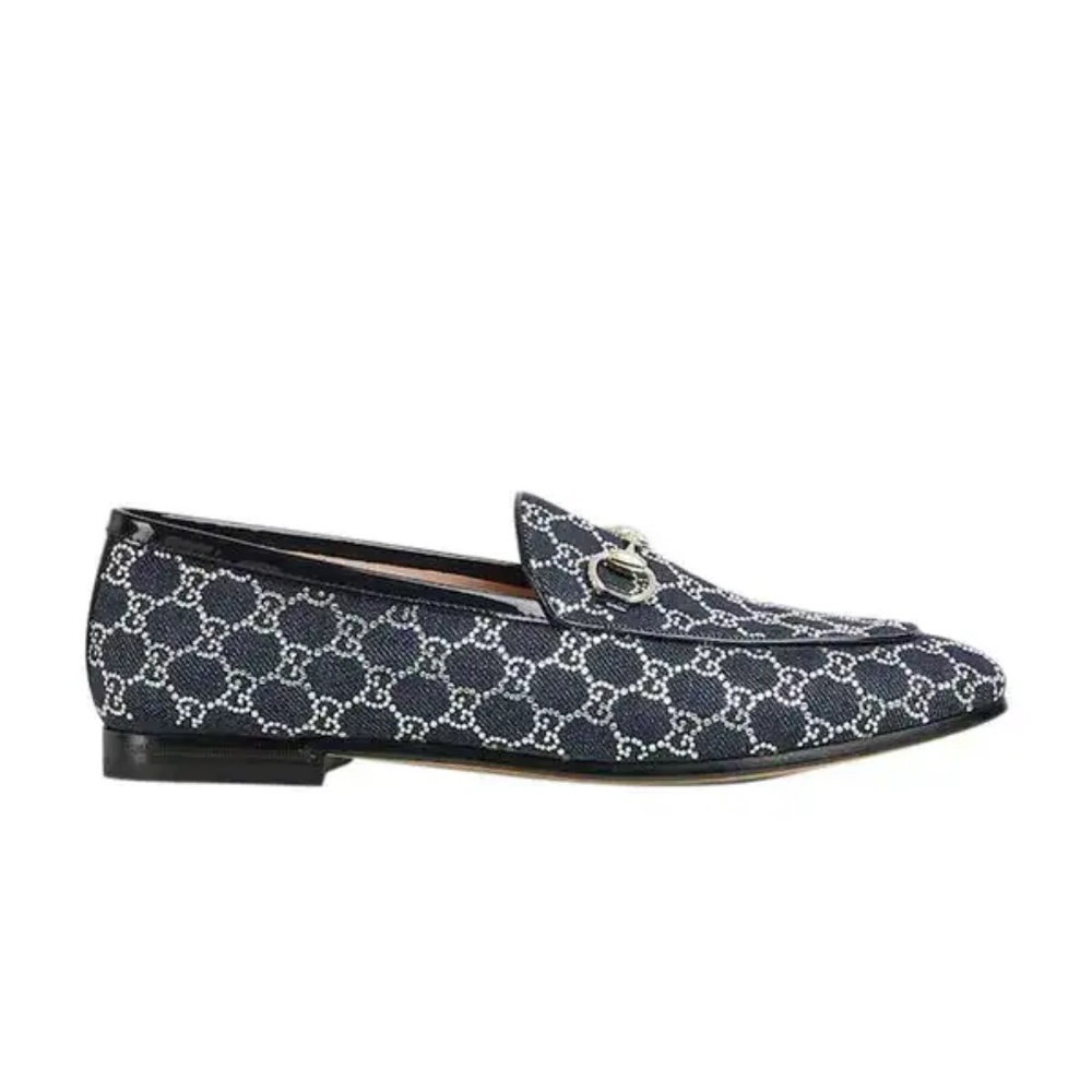 GUCCI Jordaan Loafer Canadian Denim w/ GG Sparkling Crystals Size 8 NIB 836047 - Picture 3 of 12